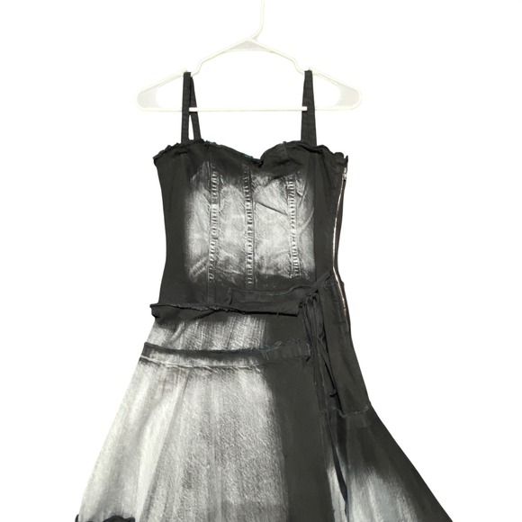 Marni Asymmetric‎ Tiered Wrap Denim Midi Dress with Paint Detail Size IT 38 US 2 - Picture 4 of 16